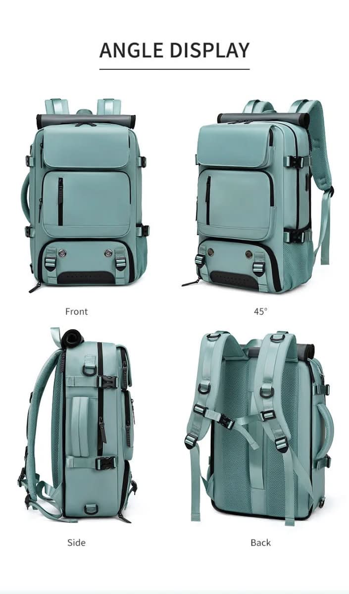 Waterproof Travel Backpack with Laptop Compartment and USB Charging Port