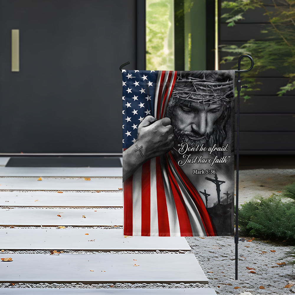 Jesus American Flag with Faith Message - Double-Sided Canvas, 3-Day Shipping