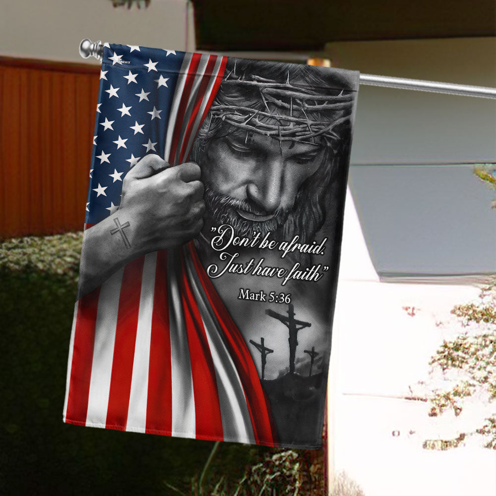 Jesus American Flag with Faith Message - Double-Sided Canvas, 3-Day Shipping