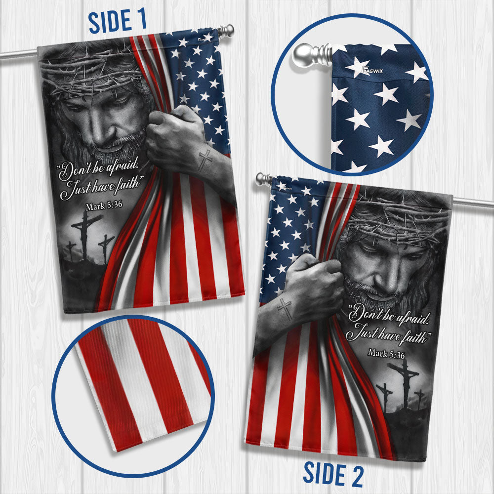 Jesus American Flag with Faith Message - Double-Sided Canvas, 3-Day Shipping