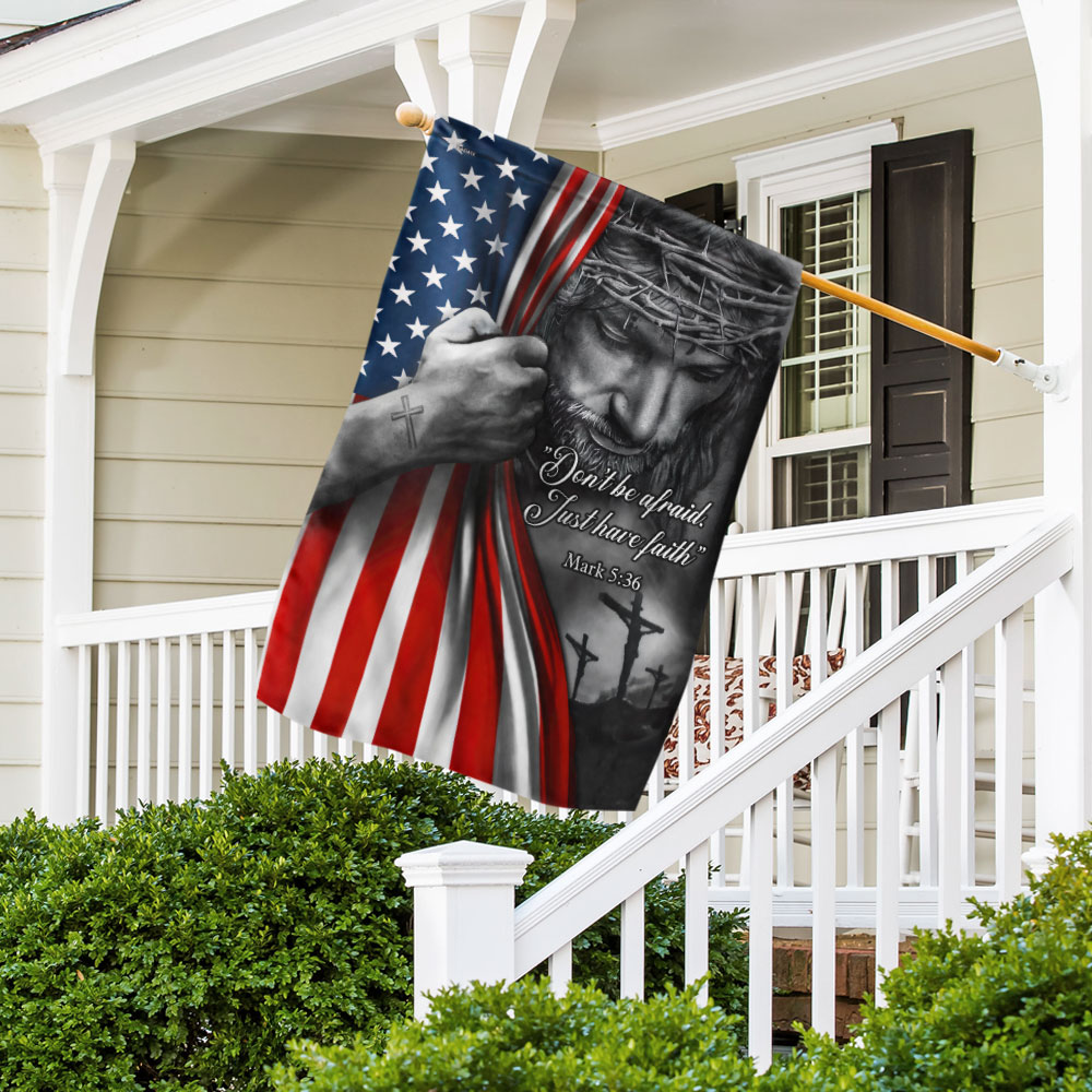 Jesus American Flag with Faith Message - Double-Sided Canvas, 3-Day Shipping