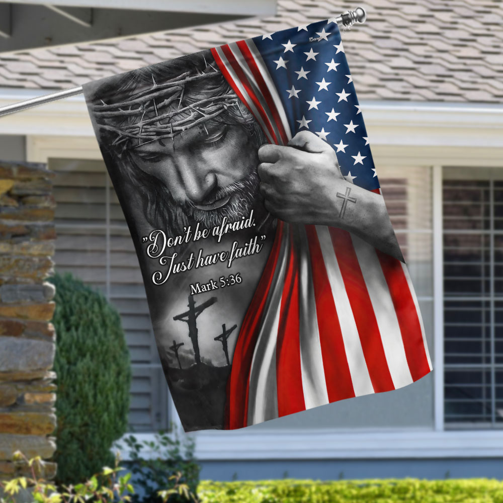 Jesus American Flag with Faith Message - Double-Sided Canvas, 3-Day Shipping