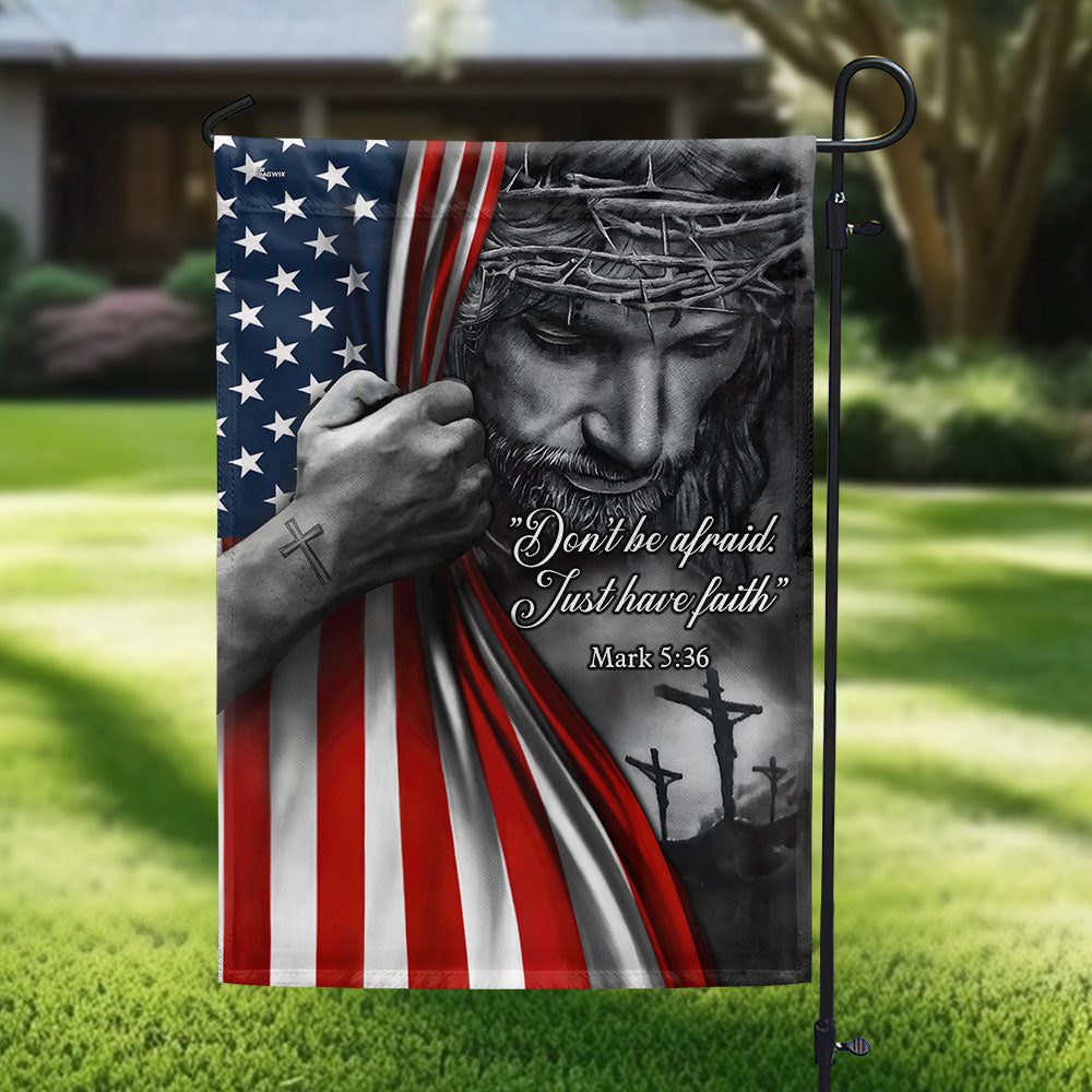 Jesus American Flag with Faith Message - Double-Sided Canvas, 3-Day Shipping