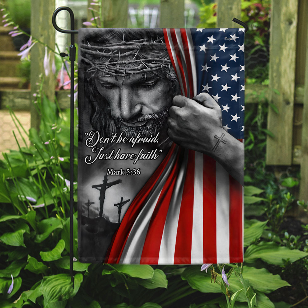 Jesus American Flag with Faith Message - Double-Sided Canvas, 3-Day Shipping