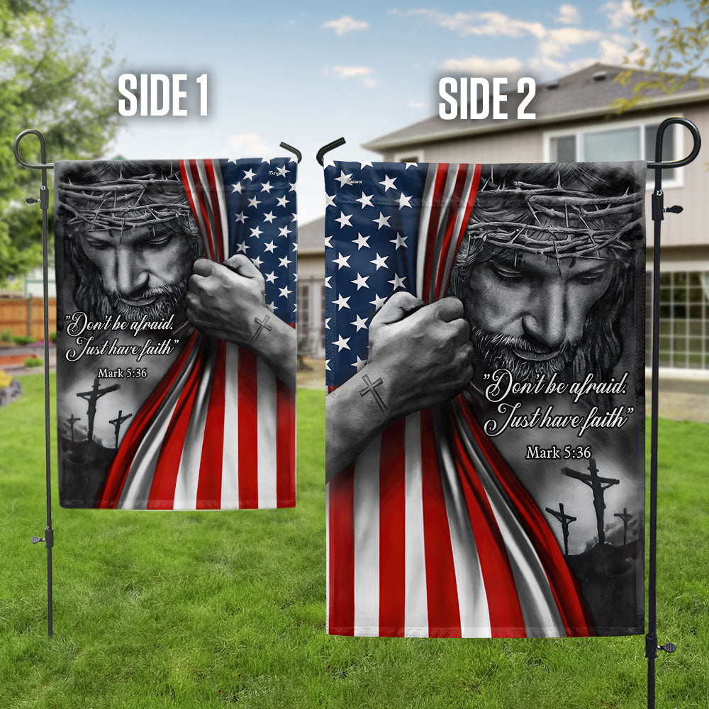 Jesus American Flag with Faith Message - Double-Sided Canvas, 3-Day Shipping
