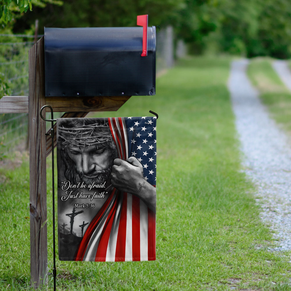 Jesus American Flag with Faith Message - Double-Sided Canvas, 3-Day Shipping