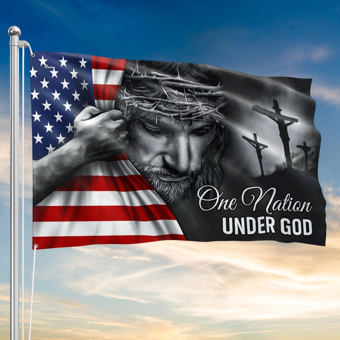 One Nation Under God Canvas Grommet Flag