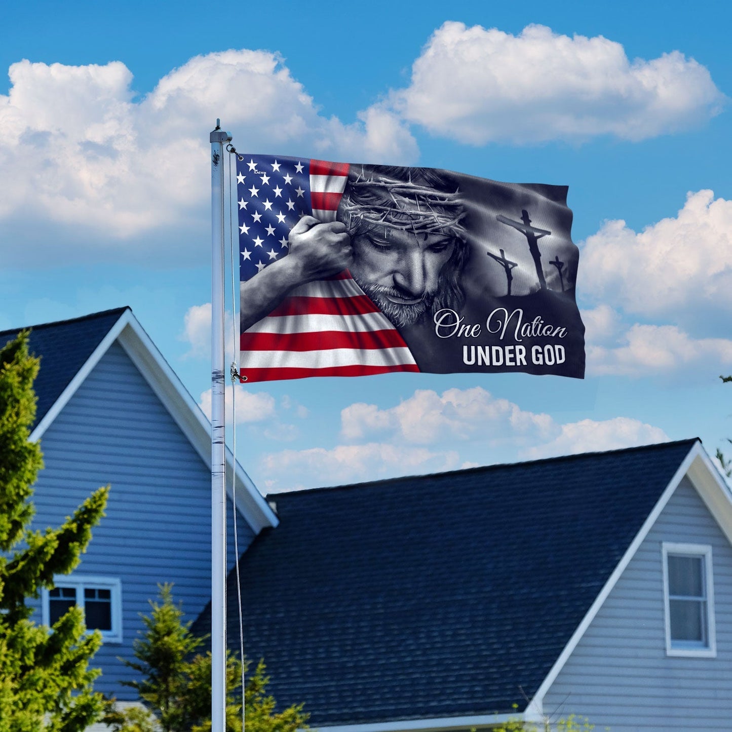 One Nation Under God Canvas Grommet Flag