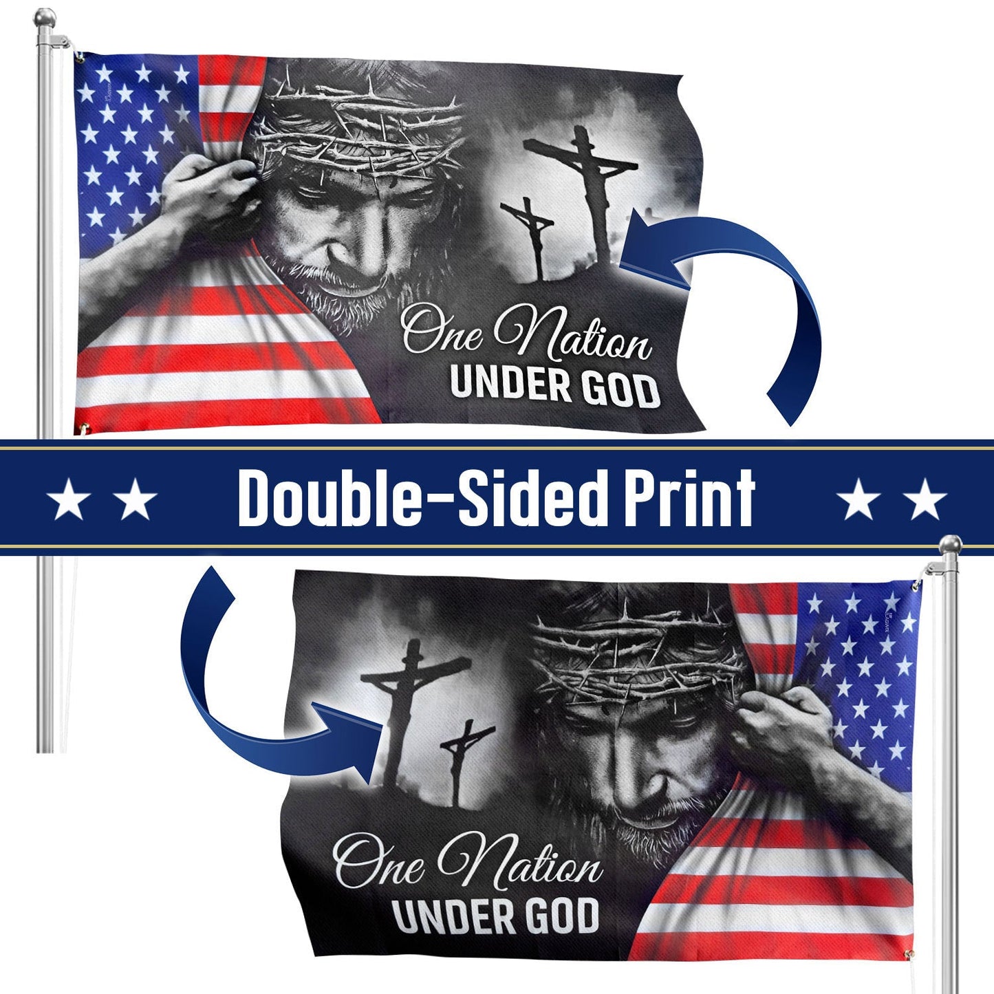 One Nation Under God Canvas Grommet Flag