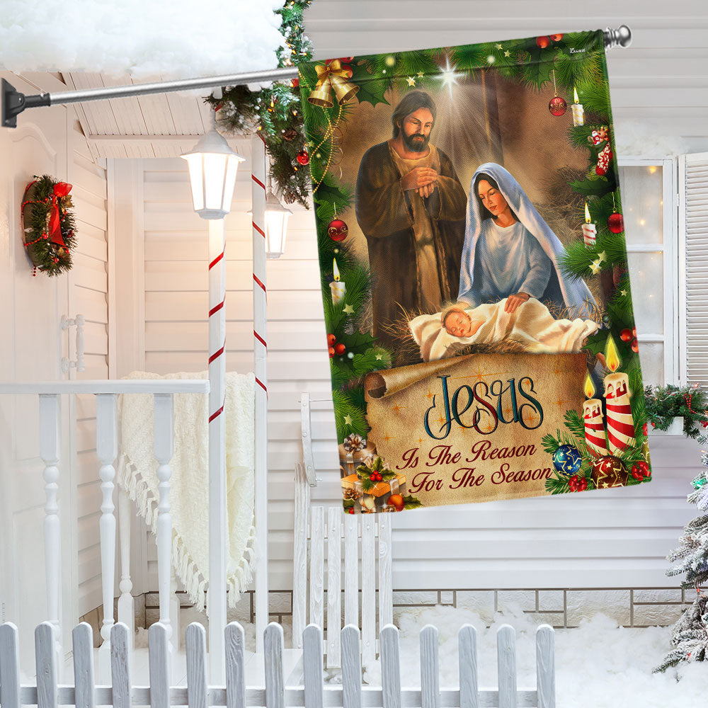 Jesus Is the Reason Double-Sided Christmas Flag - Custom Canvas Holiday Decor