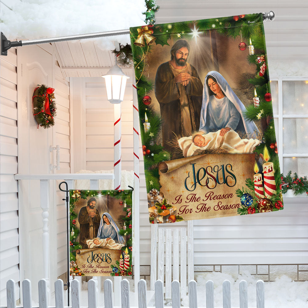 Jesus Is the Reason Double-Sided Christmas Flag - Custom Canvas Holiday Decor