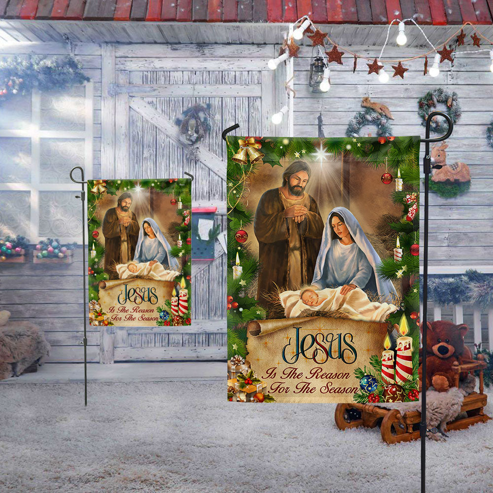 Jesus Is the Reason Double-Sided Christmas Flag - Custom Canvas Holiday Decor
