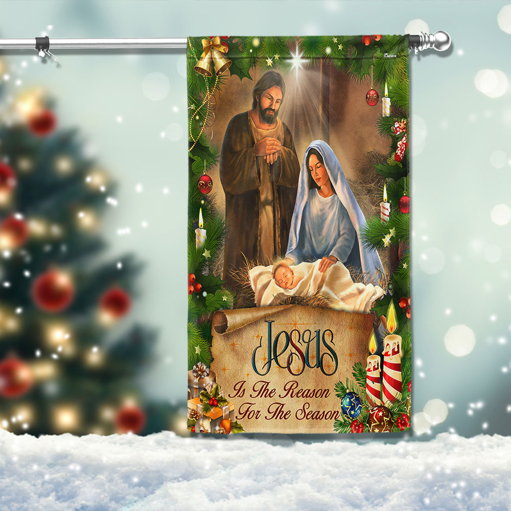 Jesus Is the Reason Double-Sided Christmas Flag - Custom Canvas Holiday Decor