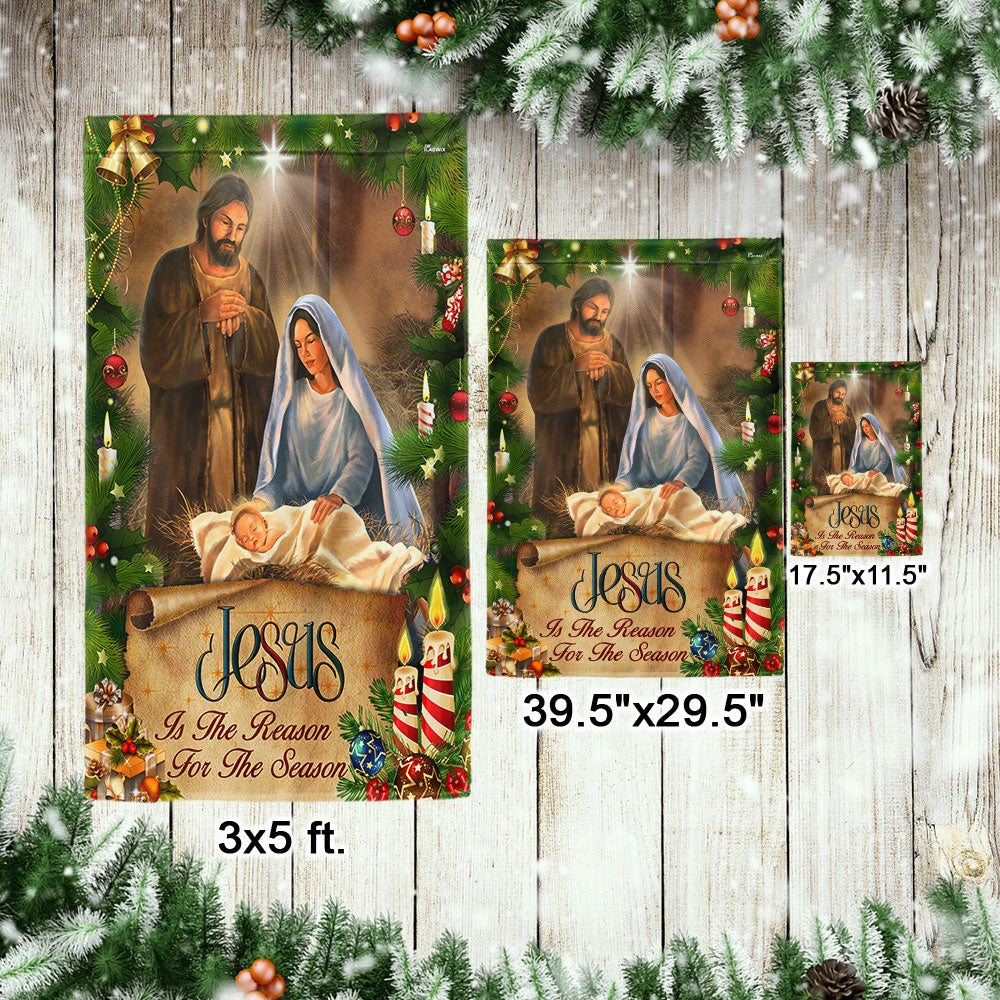 Jesus Is the Reason Double-Sided Christmas Flag - Custom Canvas Holiday Decor