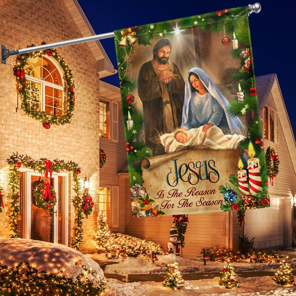 Jesus Is the Reason Double-Sided Christmas Flag - Custom Canvas Holiday Decor