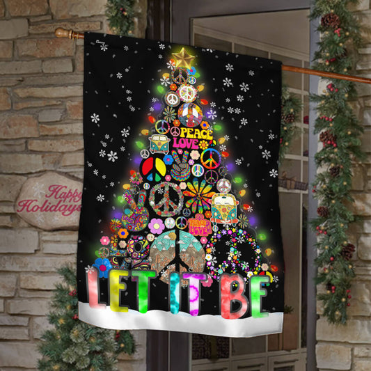 Hippie Let It Be Christmas Tree Flag