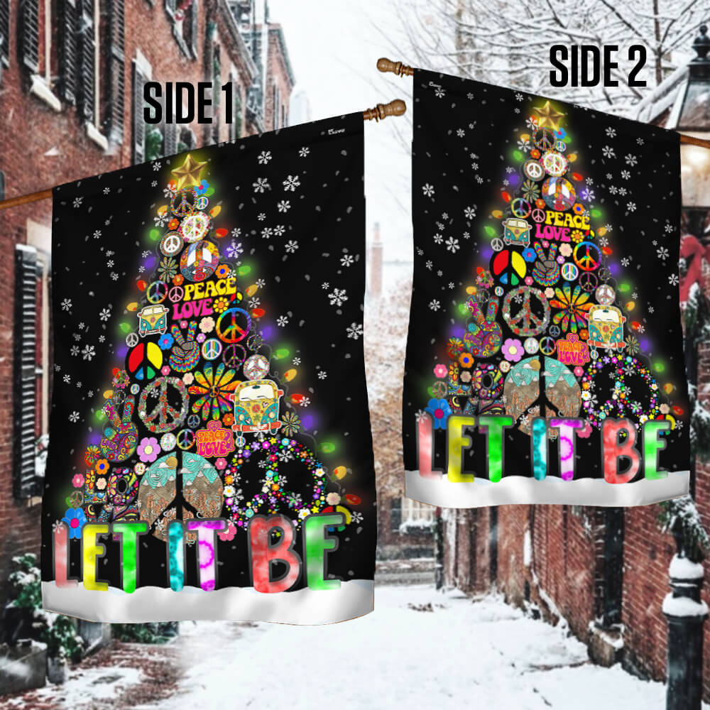 Hippie Let It Be Christmas Tree Flag
