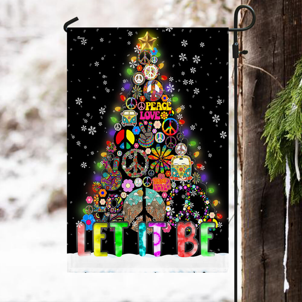 Hippie Let It Be Christmas Tree Flag