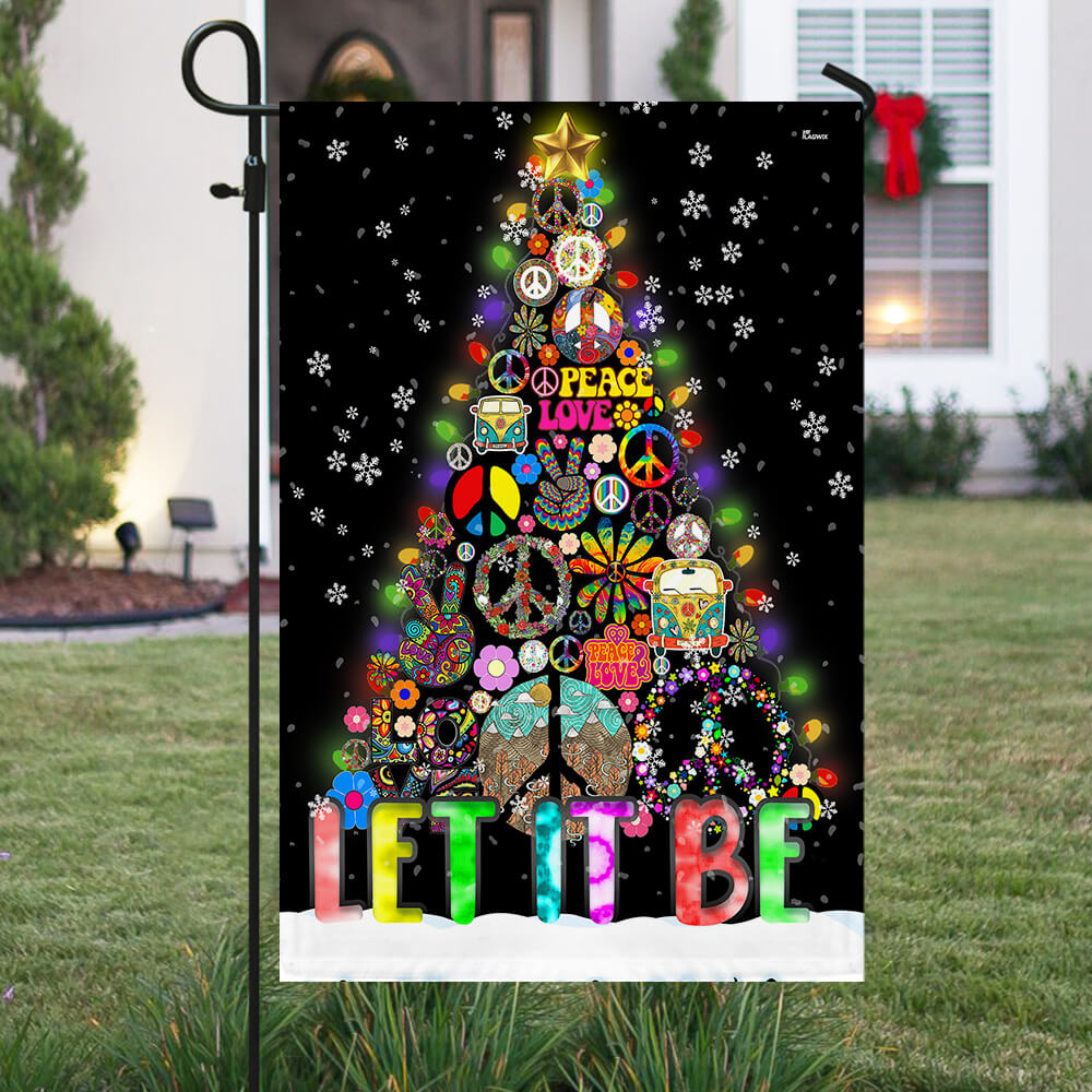 Hippie Let It Be Christmas Tree Flag