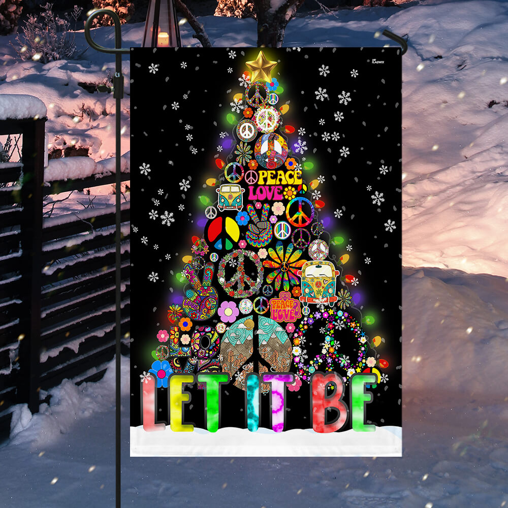 Hippie Let It Be Christmas Tree Flag