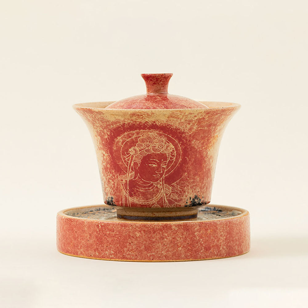 Dunhuang Dragon Girl Ceramic Gaiwan with Tray