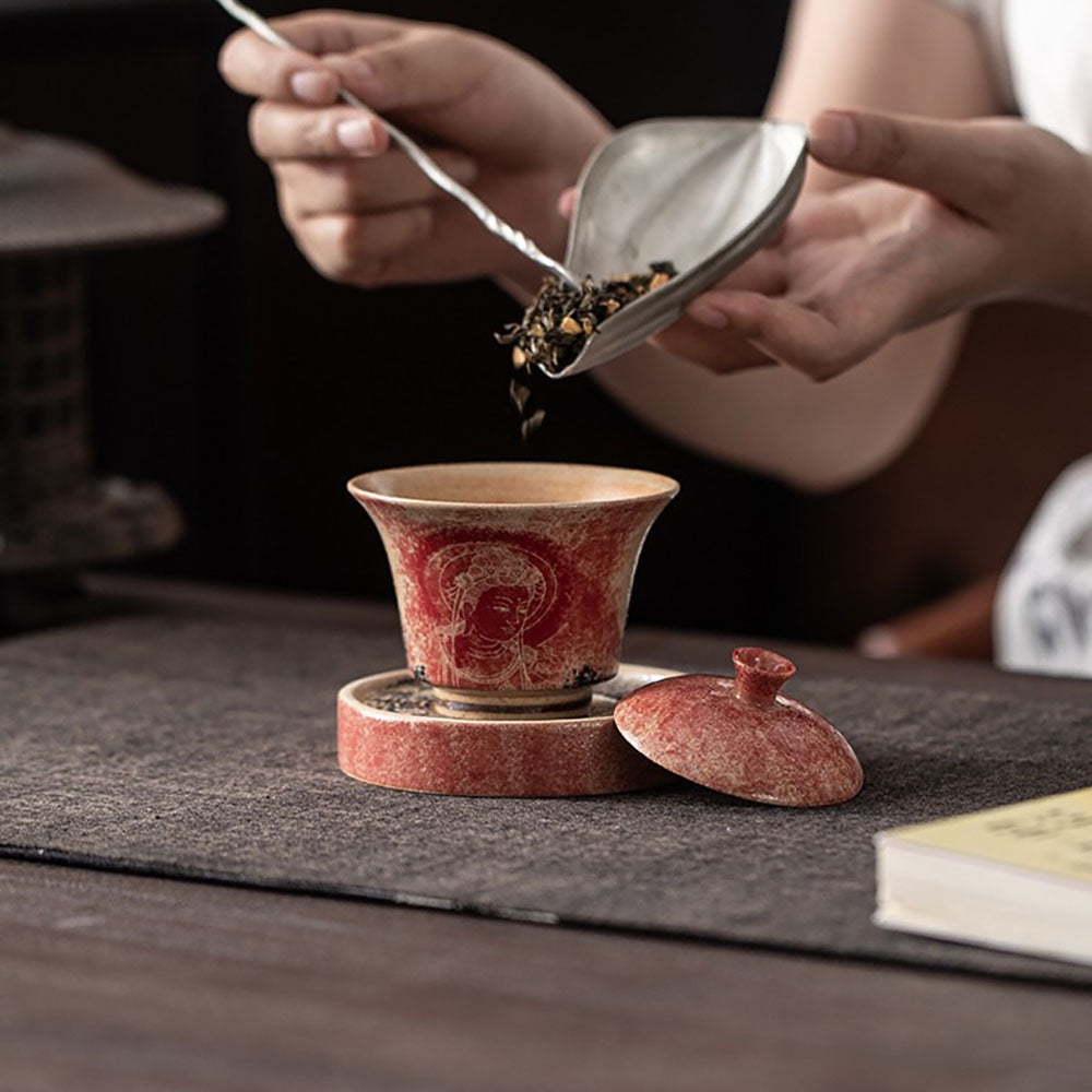 Dunhuang Dragon Girl Ceramic Gaiwan with Tray