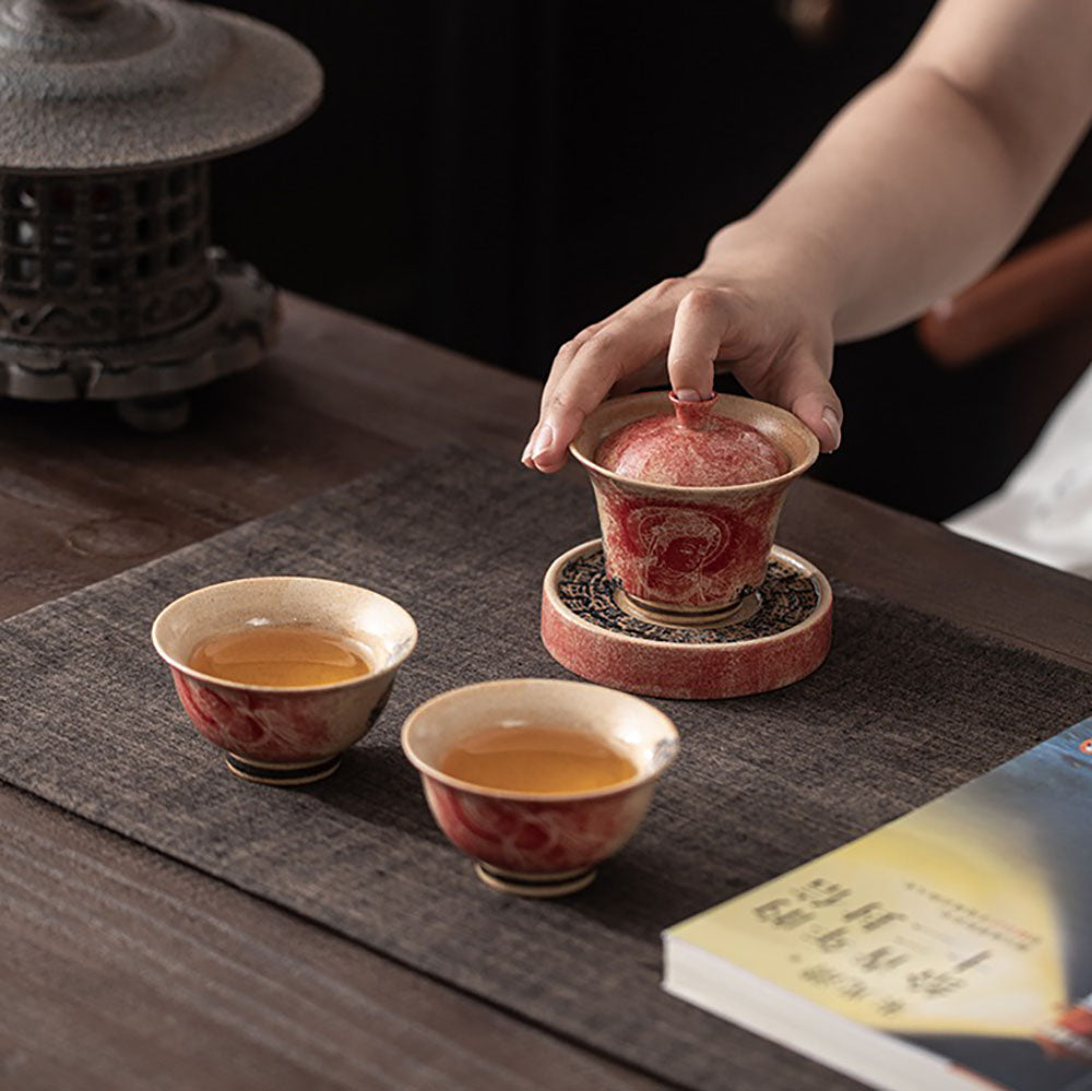 Dunhuang Dragon Girl Ceramic Gaiwan with Tray