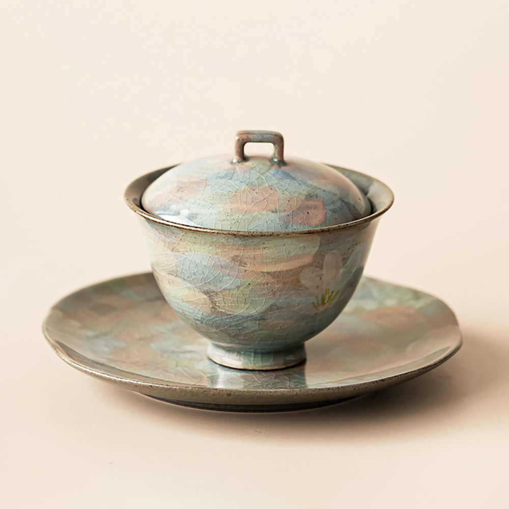 Ice Crack Daisy Porcelain Gaiwan Tea Set