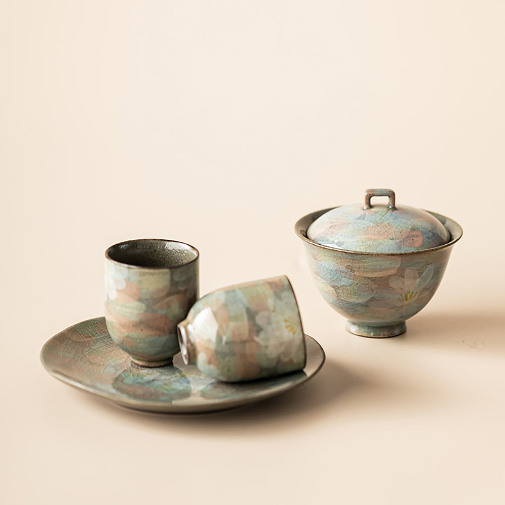Ice Crack Daisy Porcelain Gaiwan Tea Set