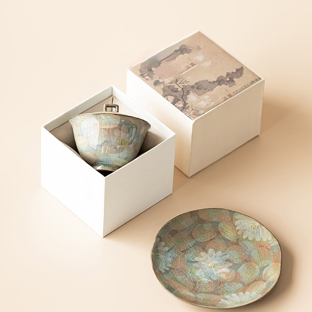 Ice Crack Daisy Porcelain Gaiwan Tea Set