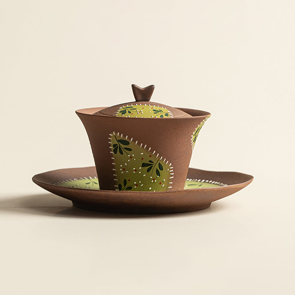 Hand Painted Daisy Pottery Gaiwan Set