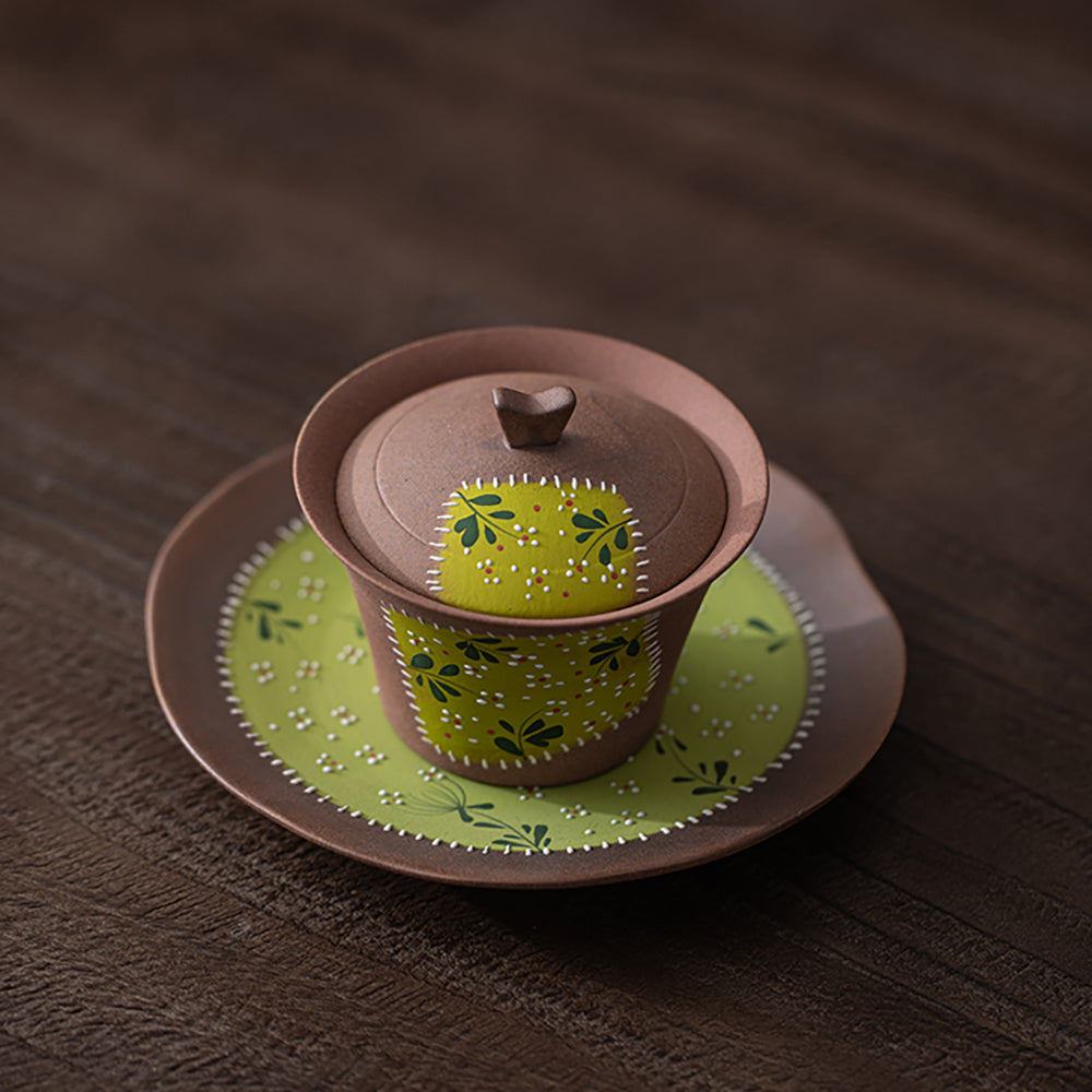 Hand Painted Daisy Pottery Gaiwan Set