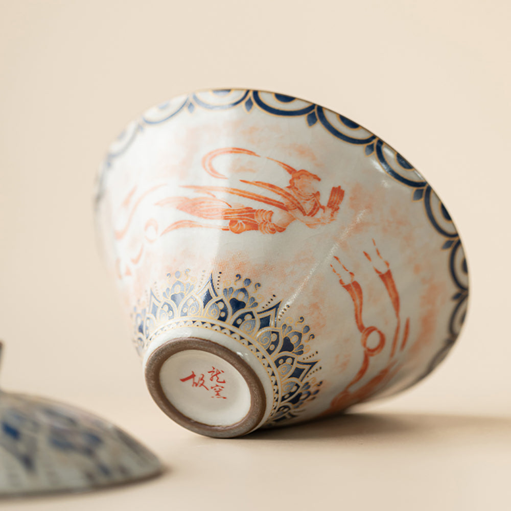 Feitian Cone-Shaped Ruyao Porcelain Gaiwan with Saucer
