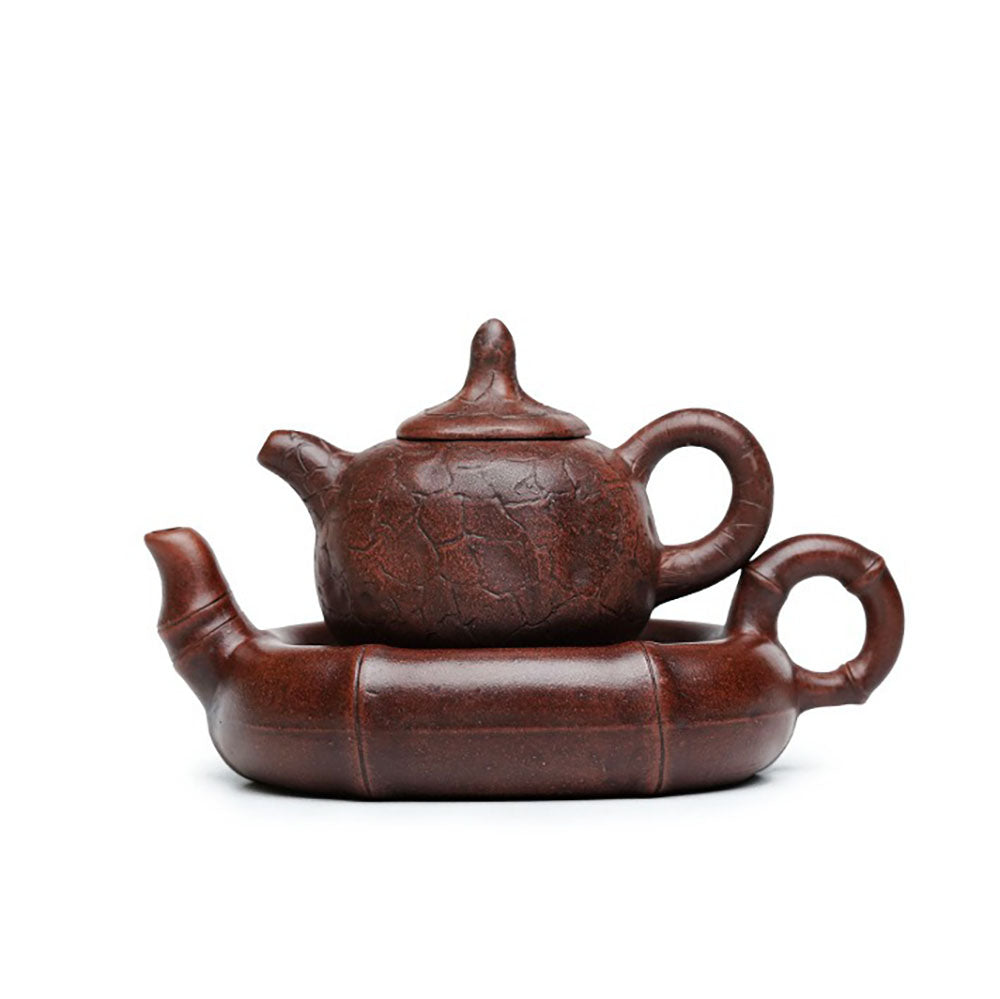 Yixing Red Clay Double Teapot with Ergonomic Handle