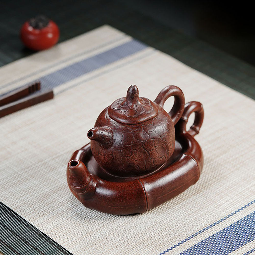 Yixing Red Clay Double Teapot with Ergonomic Handle