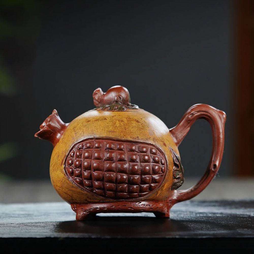 Yixing Red Clay Pomegranate-Shaped Teapot