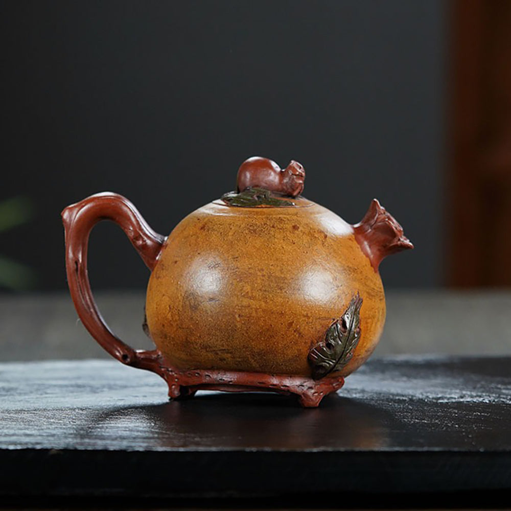 Yixing Red Clay Pomegranate-Shaped Teapot