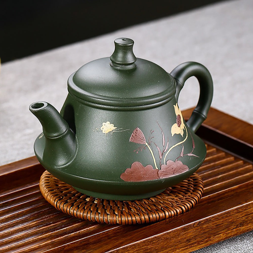 Yixing Green Clay Lotus Teapot with Gift Box