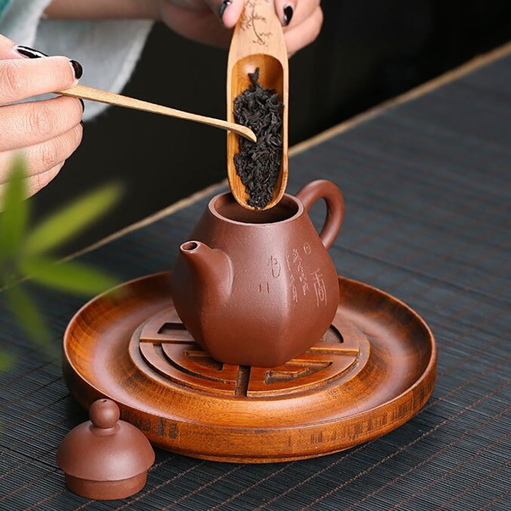Yixing Purple Clay Dragon Egg Teapot with Hand-Carved Inscriptions