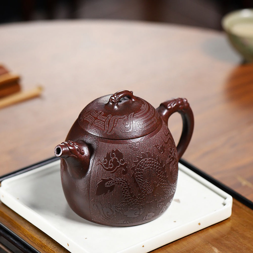Yixing Purple Clay Qinquan Dragon Teapot 12.85 oz