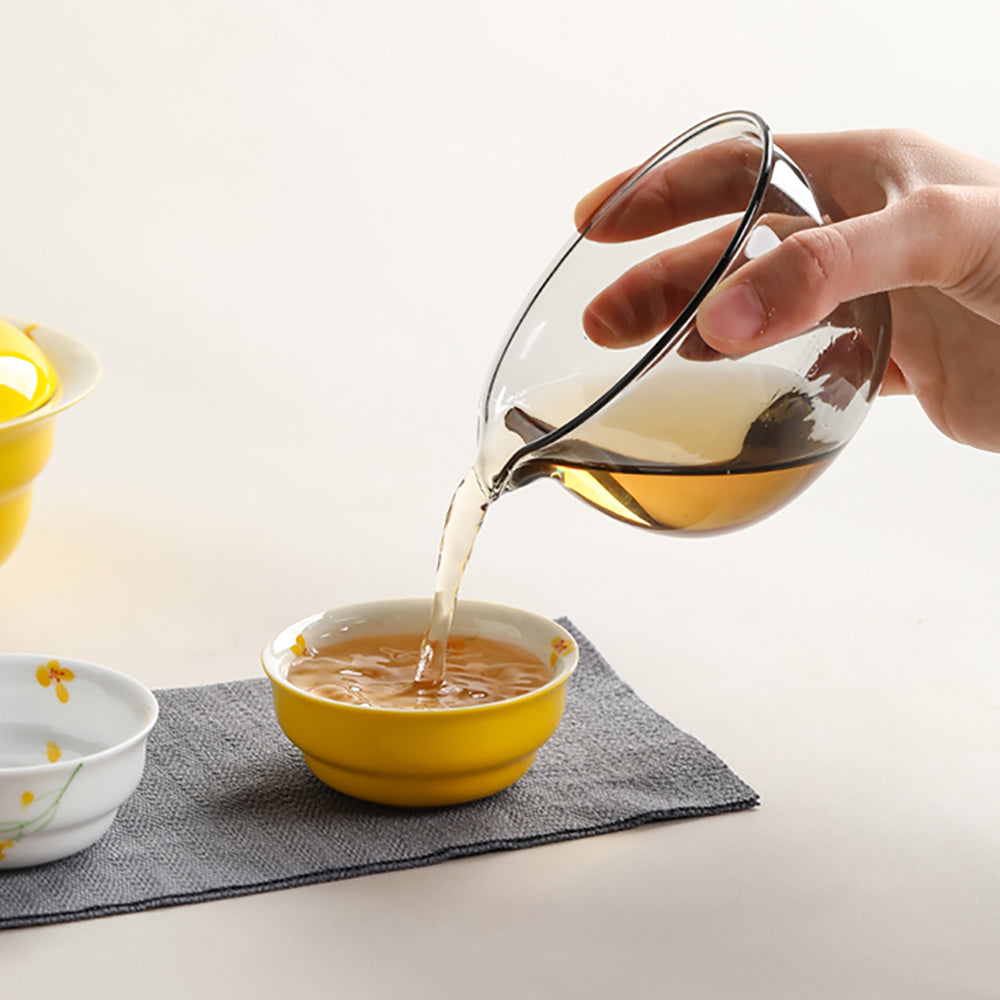 Yellow Rapeseed Flower Ceramic Travel Tea Set