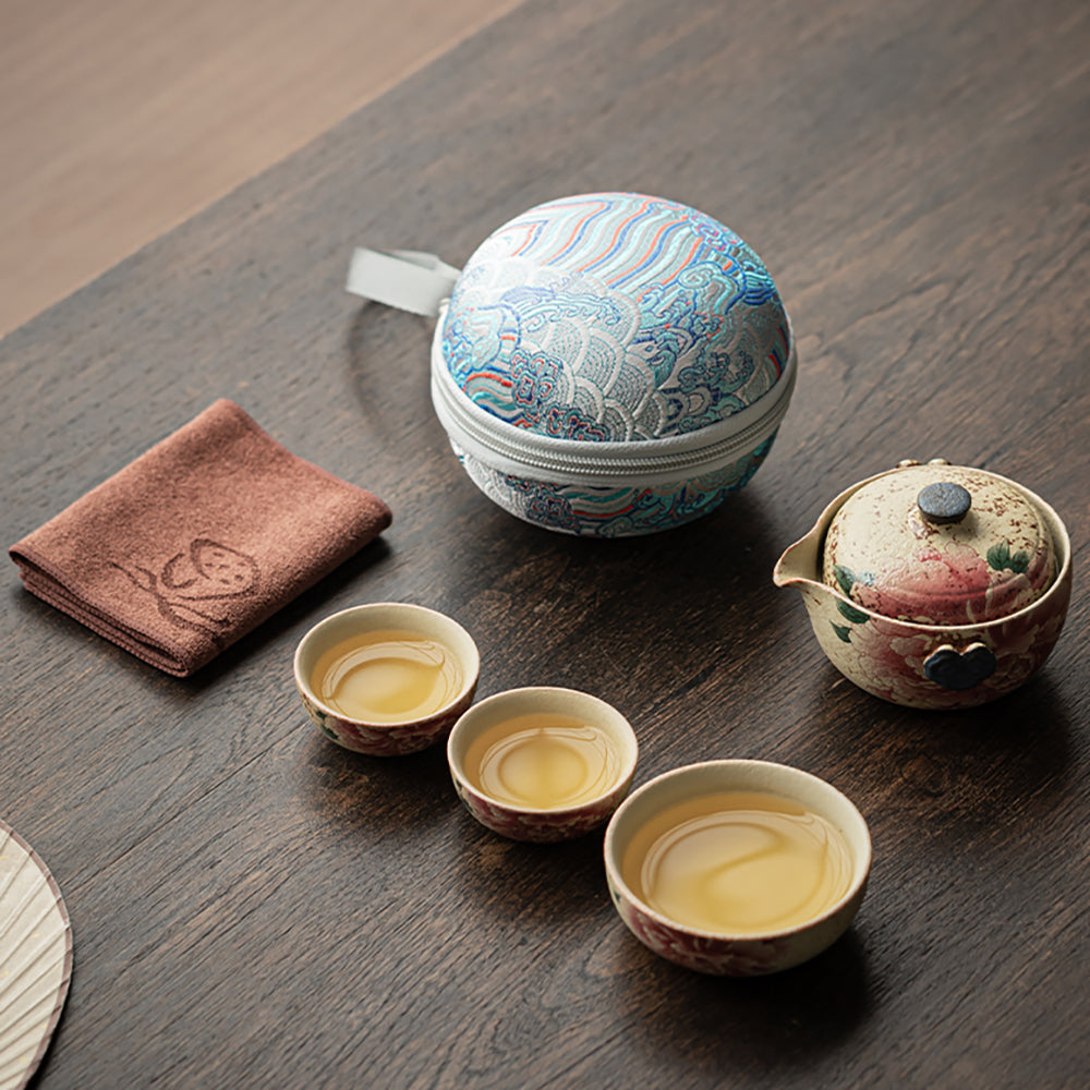 Flint Red Peony Ceramic Travel Tea Set