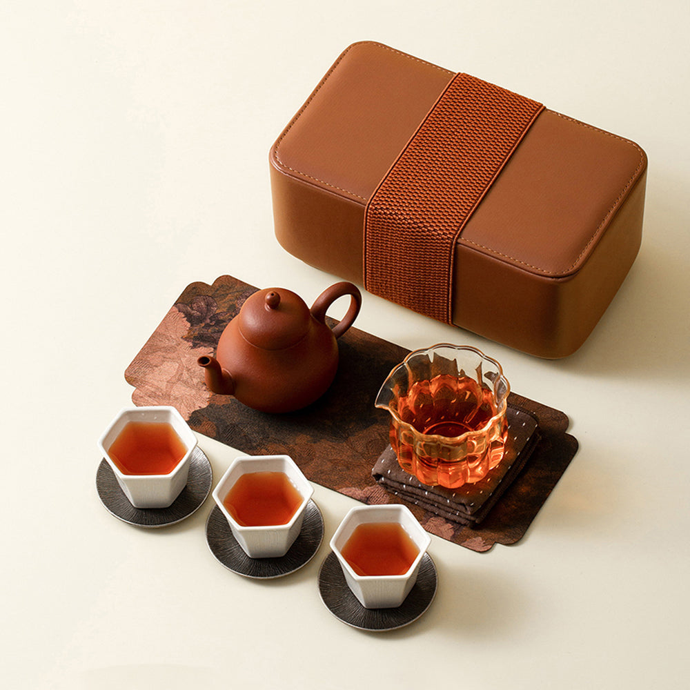Portable Purple Clay and Ceramic Travel Tea Set
