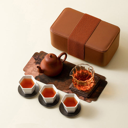Portable Purple Clay and Ceramic Travel Tea Set