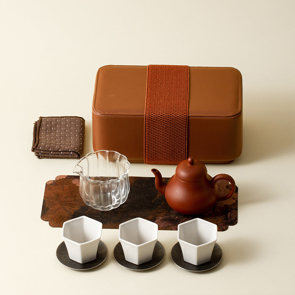 Portable Purple Clay and Ceramic Travel Tea Set