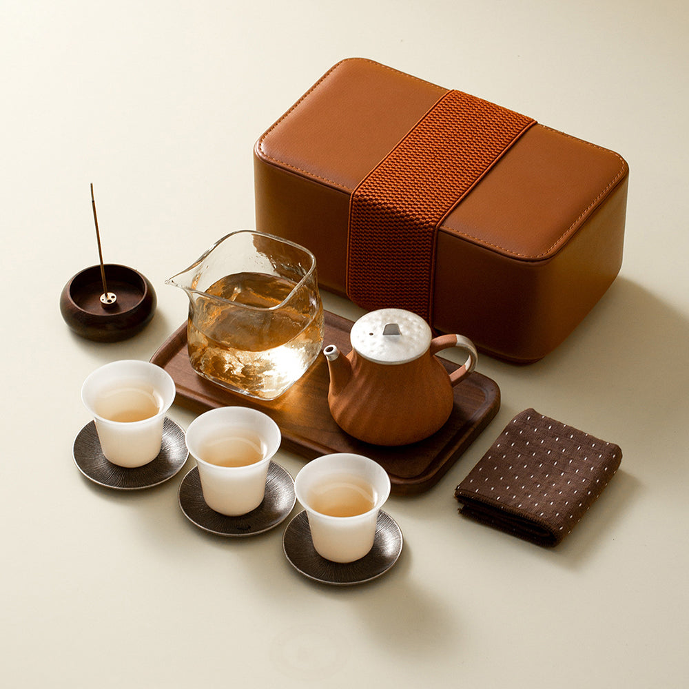 Portable Pottery Travel Tea Set with Accessories