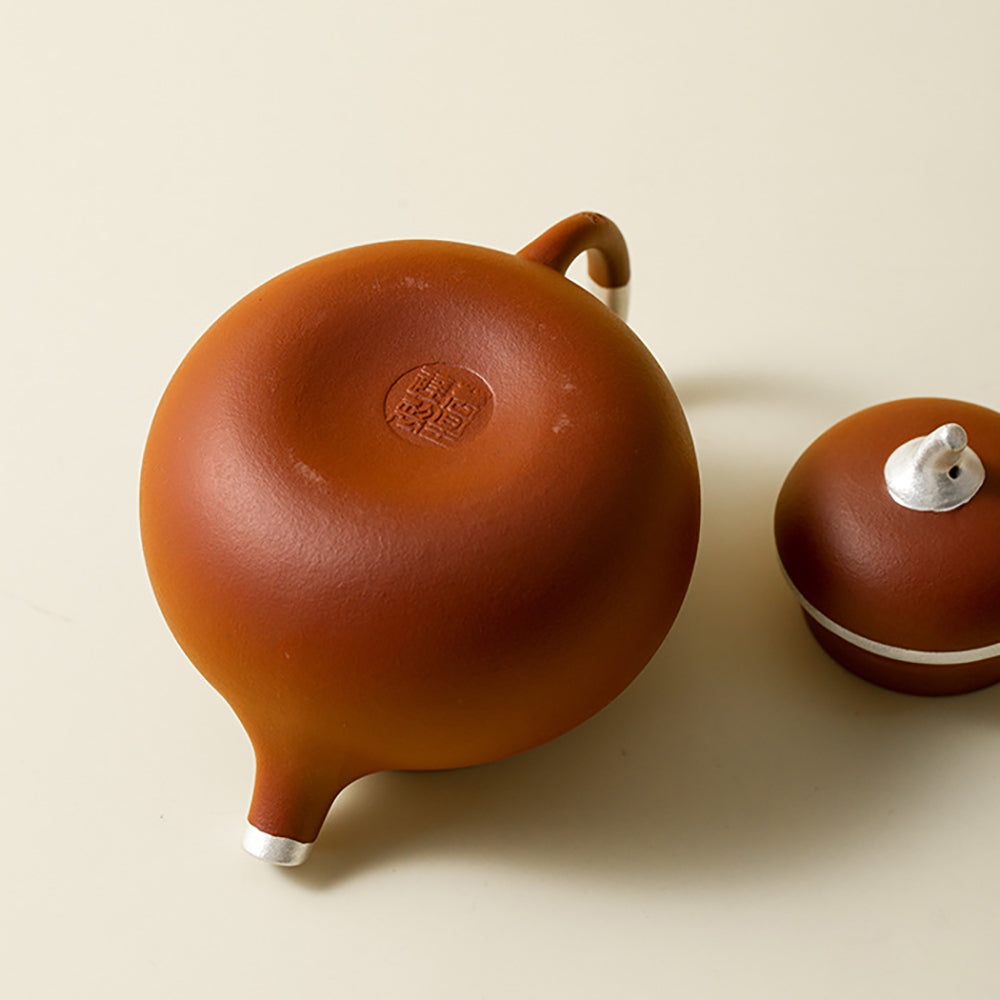 Purple Clay Travel Teapot Set with Teacups and Carrying Case
