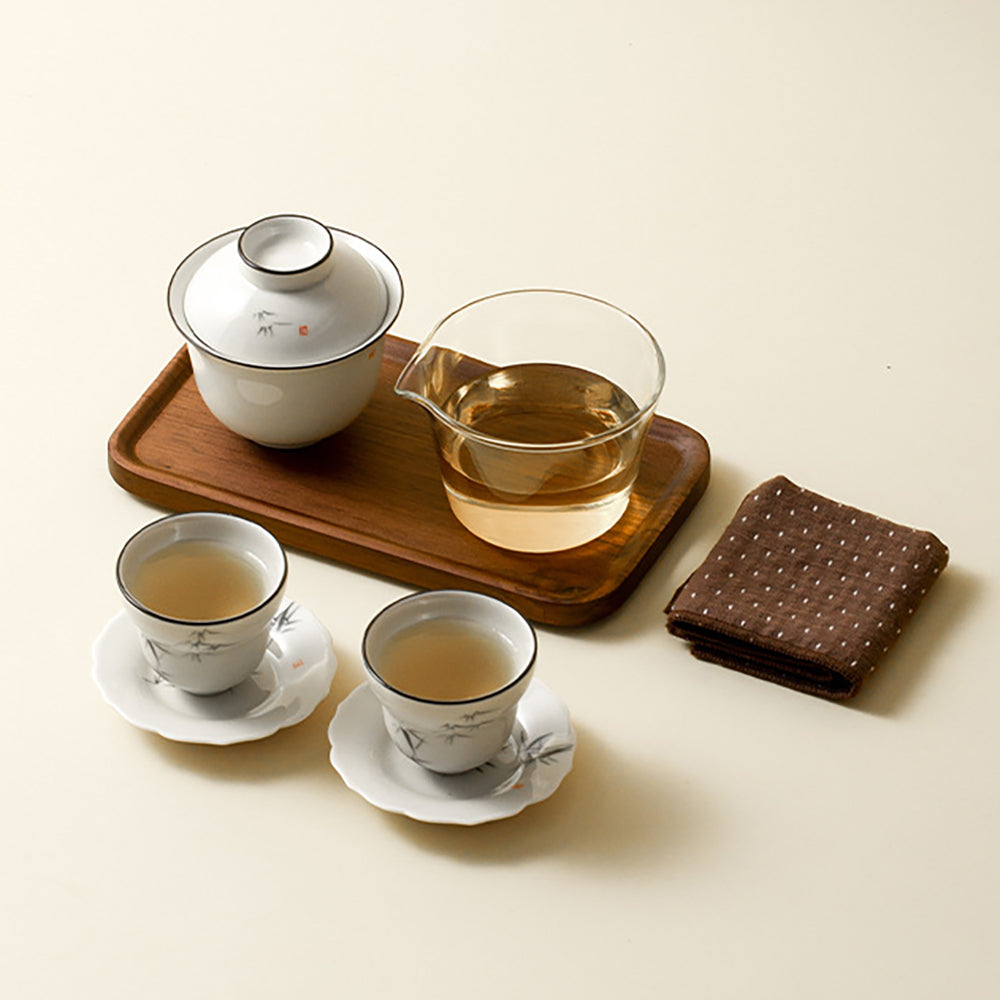 Portable Bamboo Gaiwan Travel Tea Set with Storage Case