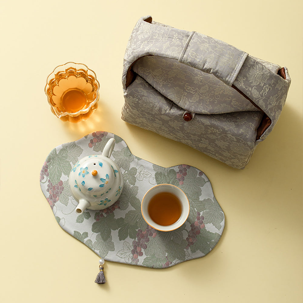 Freesia Floral Ceramic Travel Tea Set with Portable Bag
