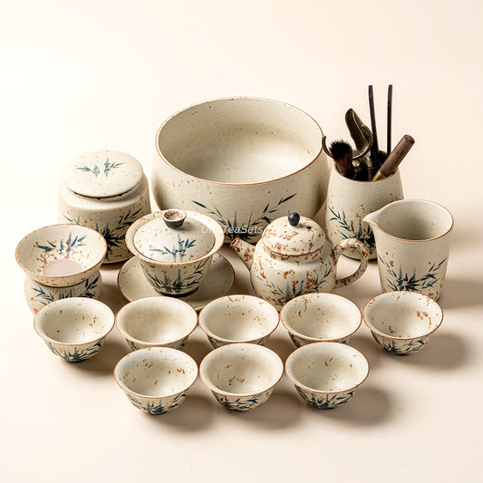 Ruyao Ceramic Bamboo Tea Set with Teapot and Cups